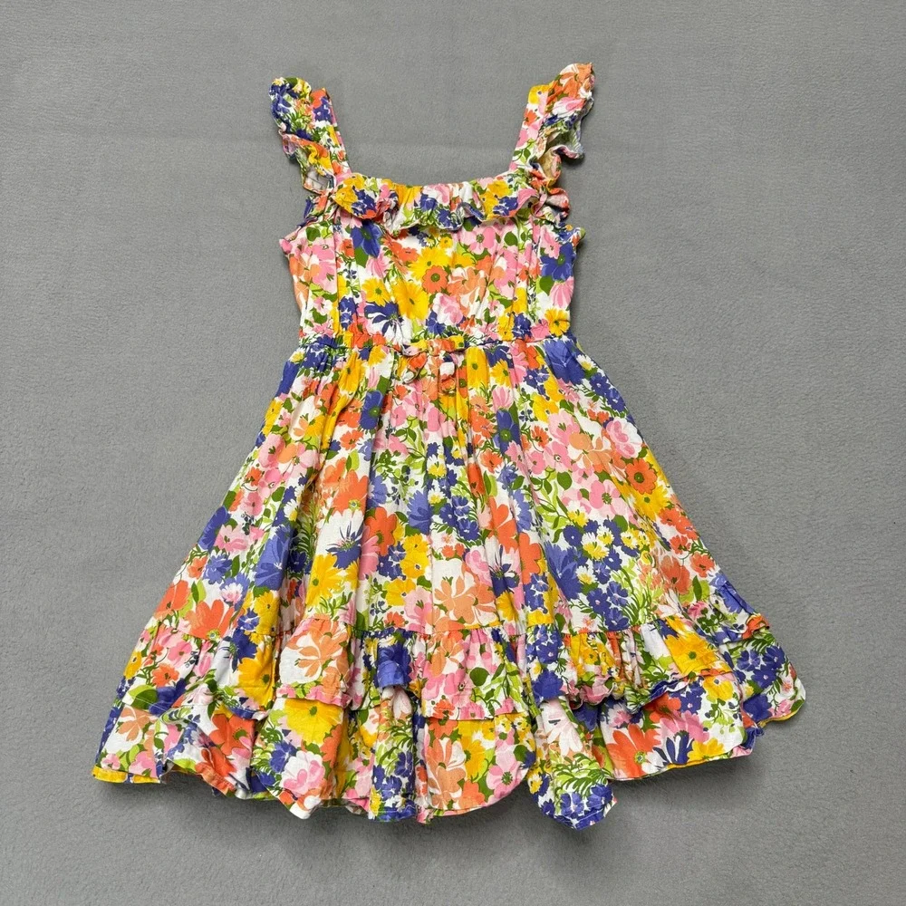 Janie and Jack Dress Girls 8 Floral Tiered Ruffle Cotton Party Wedding Summer